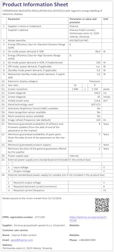 Hisense 65" 65E78QTUK PRO 144Hz QLED Smart AI TV - Hi-View AI Engine, 144Hz Game Mode PRO, Dolby Atmos, Quantum Dot Colour with Freely, Disney +, YouTube, Netflix