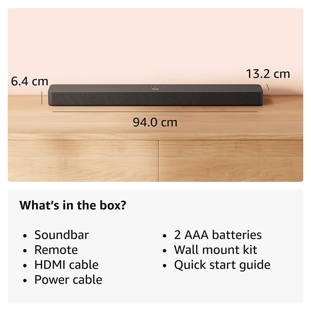 Amazon Fire TV Soundbar Plus, 3.1 channel, all-in-one design, Dolby Atmos, DTS:X, clear dialogue, 2024 release