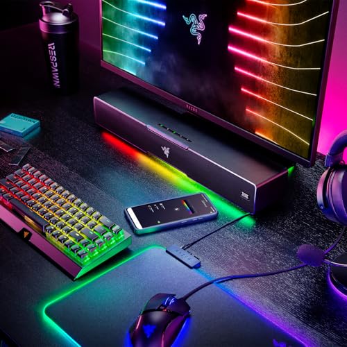 Razer Leviathan V2 - PC Gaming Soundbar with Subwoofer (Multi-driver PC Soundbar and Subwoofer, THX Spatial Audio, Bluetooth 5.2, RGB Chroma, Compact Form Factor) Black