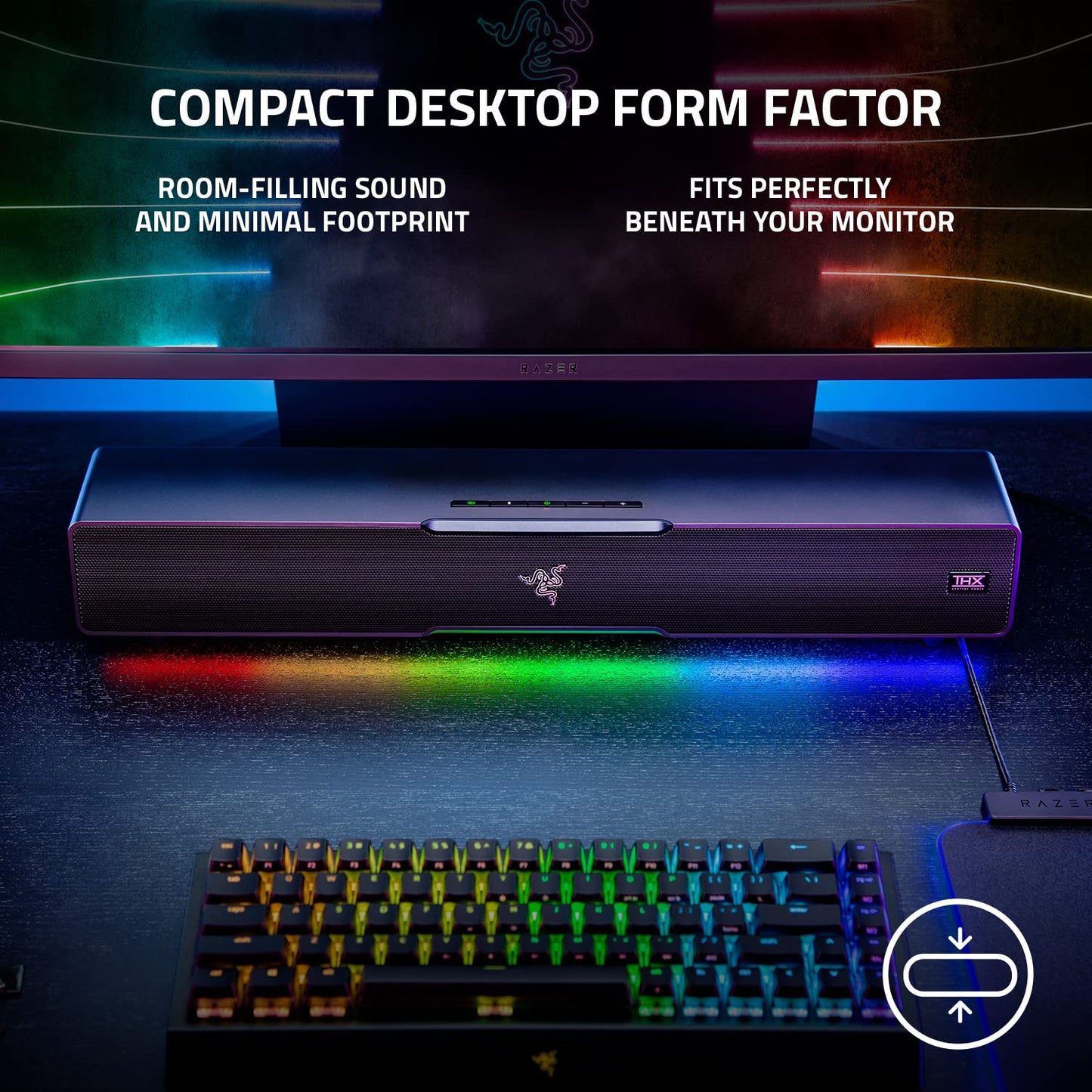 Razer Leviathan V2 - PC Gaming Soundbar with Subwoofer (Multi-driver PC Soundbar and Subwoofer, THX Spatial Audio, Bluetooth 5.2, RGB Chroma, Compact Form Factor) Black