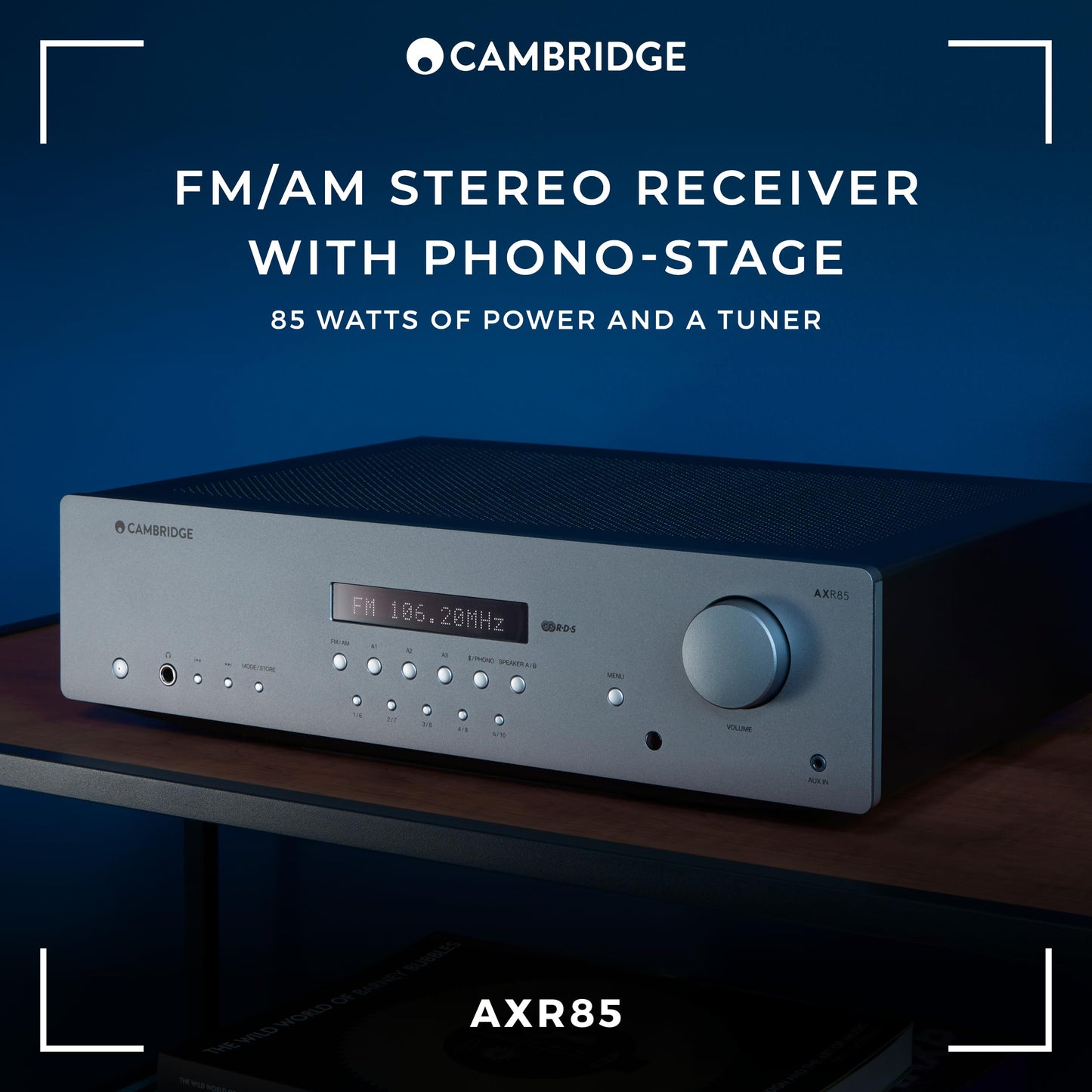 Cambridge Audio AXR85-85 Watt Separate HiFi Stereo Receiver Featuring Built-In Phono Stage FM/AM Radio and Bluetooth 5.0 - Lunar Grey