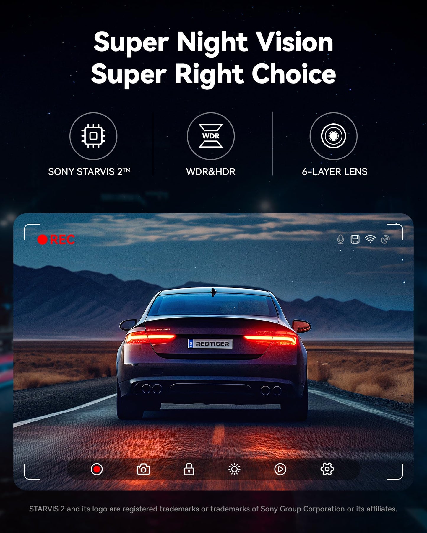 REDTIGER Dash Cam Front Rear, 4K/2.5K Full HD Dash Camera for Cars with STAVIS 2, Included 128GB Card, 5.8GHz Wi-Fi6 GPS, 3.18” Screen, Night Vision, 170°Wide Angle, WDR, 24H Parking Mode(F7NP)