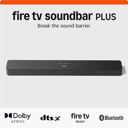 Amazon Fire TV Soundbar Plus, 3.1 channel, all-in-one design, Dolby Atmos, DTS:X, clear dialogue, 2024 release