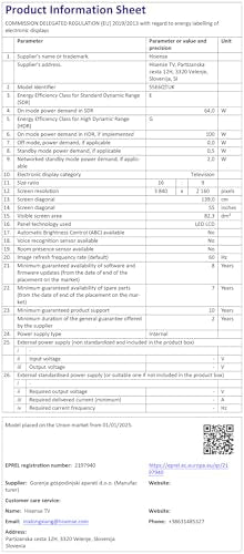 Hisense 55" 55E6QTUK 4K Ultra HD Smart TV AI TV - 4K UHD, Hi-View AI Engine, Precision Colour, AI Smooth Motion, Sports Mode with Freely, Disney +, YouTube, Netflix