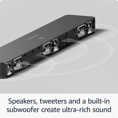 Amazon Fire TV Soundbar Plus, 3.1 channel, all-in-one design, Dolby Atmos, DTS:X, clear dialogue, 2024 release