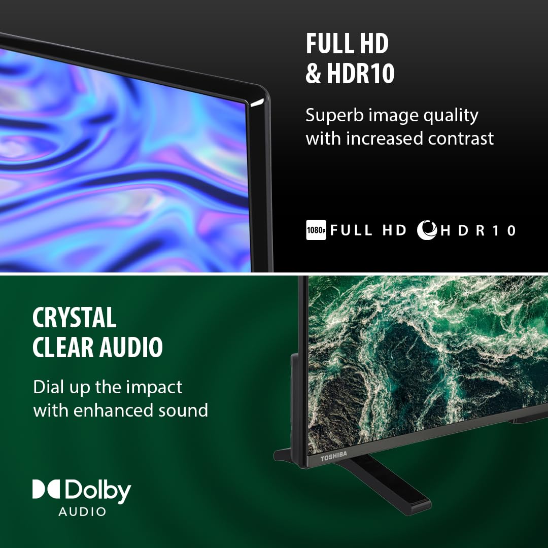 Toshiba 40" LV2553DB Full HD Smart VIDAA TV, HDR, Freely, Disney plus, Prime Video, Netflix, Dolby Audio, Works with Alexa, Works with Google Assistant, VIDAA Voice 2025