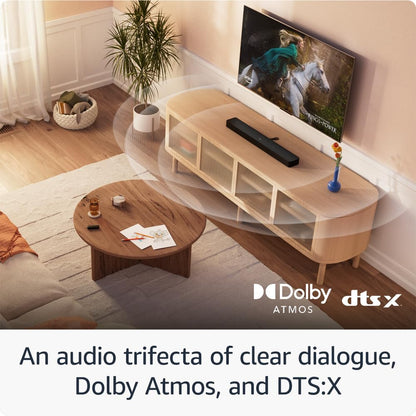 Amazon Fire TV Soundbar Plus, 3.1 channel, all-in-one design, Dolby Atmos, DTS:X, clear dialogue, 2024 release