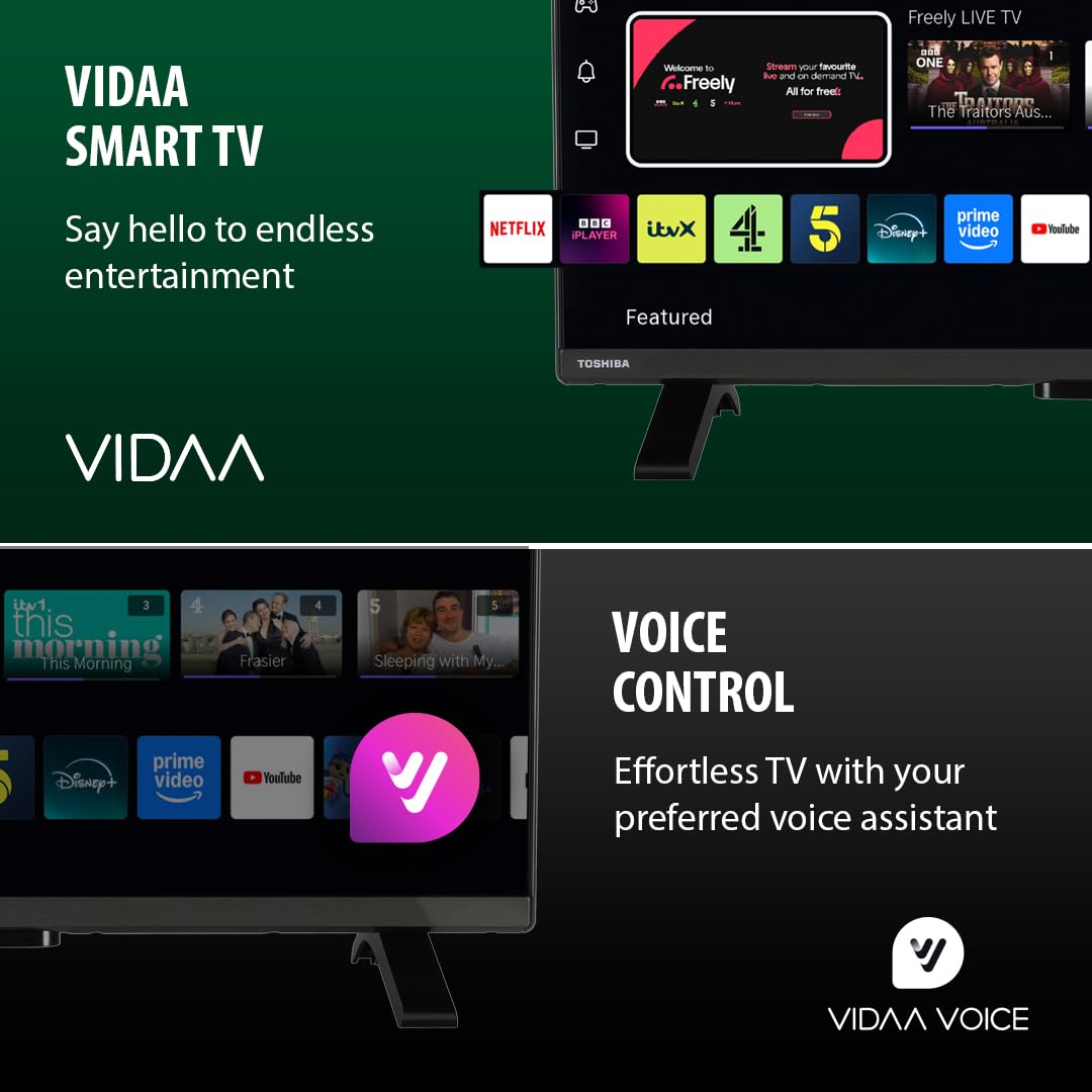 Toshiba 40" LV2553DB Full HD Smart VIDAA TV, HDR, Freely, Disney plus, Prime Video, Netflix, Dolby Audio, Works with Alexa, Works with Google Assistant, VIDAA Voice 2025