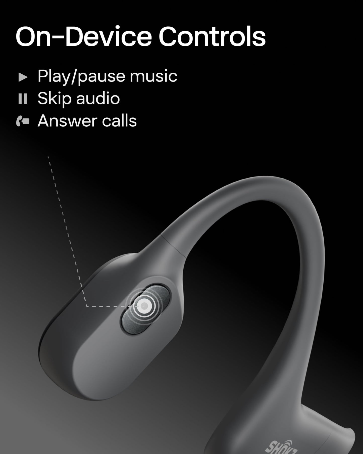 SHOKZ OpenRun Bone Conduction Headphones, Open-Ear Bluetooth Sports Earphones with Mic, IP67 Waterproof Wireless Headset for Running and Workout, 8H Playtime, USB-C - Black, Sport headband