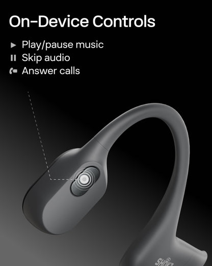 SHOKZ OpenRun Bone Conduction Headphones, Open-Ear Bluetooth Sports Earphones with Mic, IP67 Waterproof Wireless Headset for Running and Workout, 8H Playtime, USB-C - Black, Sport headband