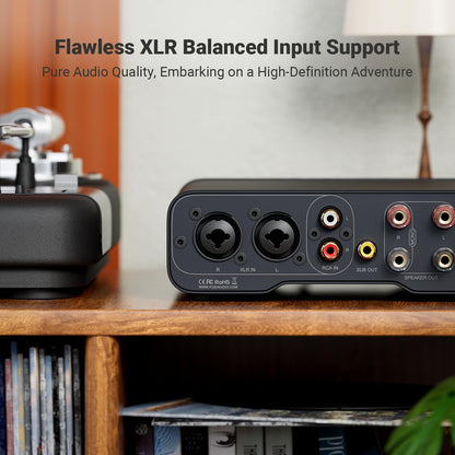 Fosi Audio ZA3 Balanced Stereo/Mono Amplifier HiFi with TPA3255 Chips, Mini Audio Amp Monoblock with XLR RCA Inputs and 12V Trigger-in for Desktop Bookshelf Passive Speakers with 48V5A Power Supply