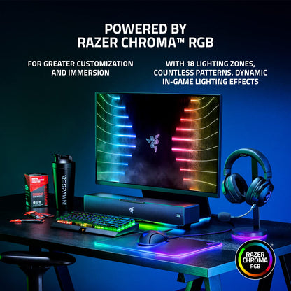 Razer Leviathan V2 - PC Gaming Soundbar with Subwoofer (Multi-driver PC Soundbar and Subwoofer, THX Spatial Audio, Bluetooth 5.2, RGB Chroma, Compact Form Factor) Black