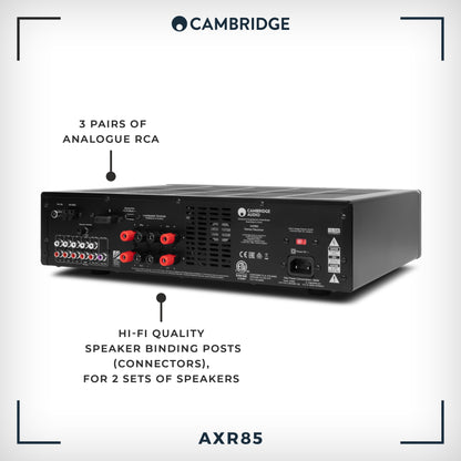 Cambridge Audio AXR85-85 Watt Separate HiFi Stereo Receiver Featuring Built-In Phono Stage FM/AM Radio and Bluetooth 5.0 - Lunar Grey