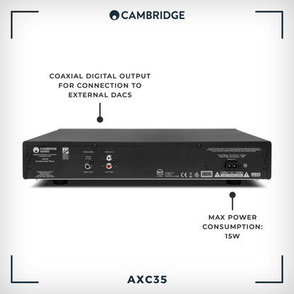 Cambridge Audio AXC35 - Separate CD Player for HiFi System Featuring Gapless Playback and Wolfson DAC with Digital Out - Lunar Grey