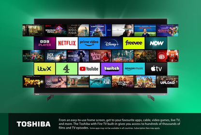 Toshiba 50QF5D53DB QLED 4K Smart Fire TV, TRU Picture Engine, Ultra HD, HDR10, Freeview, Disney+, Prime, Netflix, Dolby Vision, Dolby Atmos, Sound by Onkyo, Alexa, HDMI 2.1, Bluetooth, Airplay