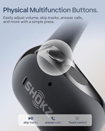 SHOKZ OpenFit 2+ Open-Ear Headphones,Wireless Bluetooth Headset, Dolby Audio Enabled, Comfortable Earbuds with Soft Hooks, 48H Playtime, IP55 Water-Resistant, USB-C & Wireless Fast Charging, Black