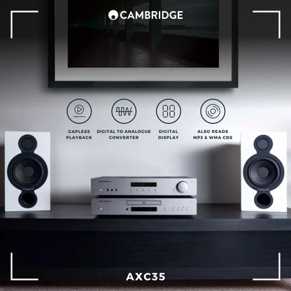 Cambridge Audio AXC35 - Separate CD Player for HiFi System Featuring Gapless Playback and Wolfson DAC with Digital Out - Lunar Grey