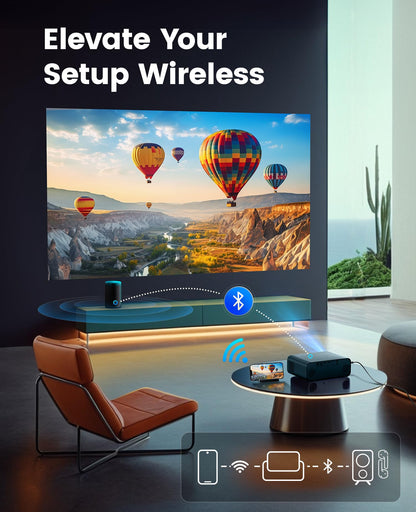 【Auto Focus & Keystone】Projector, 32000 Lumen WiFi 6 Bluetooth Full HD 1080P Portable Projector Supported 4K,4D/4P Keystone 50% Zoom 300" Display Home Cinema Projectors for Smartphone/TV Stick/PPT/PS5