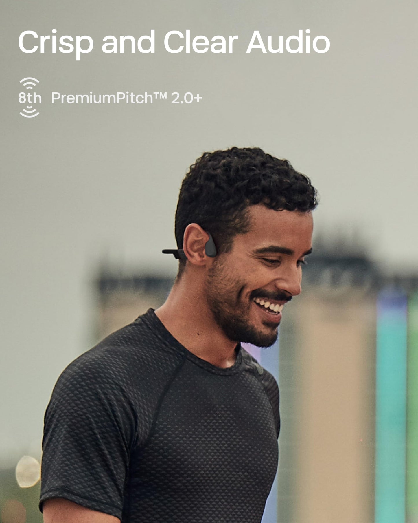 SHOKZ OpenRun Bone Conduction Headphones, Open-Ear Bluetooth Sports Earphones with Mic, IP67 Waterproof Wireless Headset for Running and Workout, 8H Playtime, USB-C - Black, Sport headband