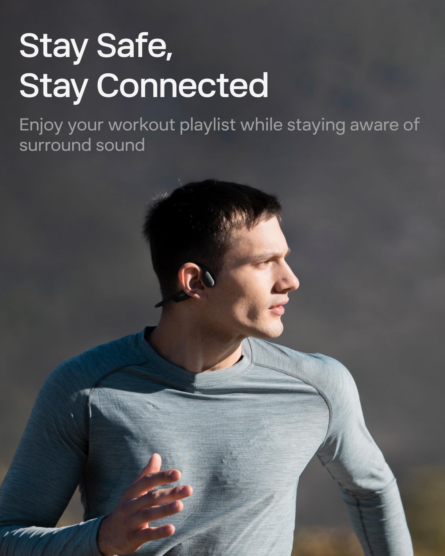 SHOKZ OpenRun Bone Conduction Headphones, Open-Ear Bluetooth Sports Earphones with Mic, IP67 Waterproof Wireless Headset for Running and Workout, 8H Playtime, USB-C - Black, Sport headband