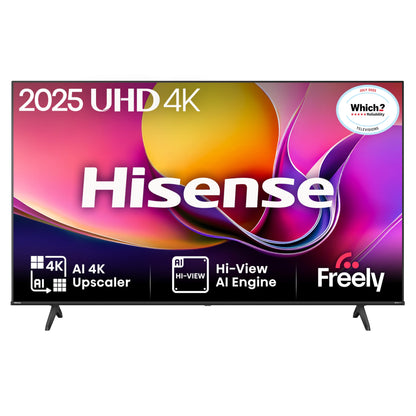 Hisense 55" 55E6QTUK 4K Ultra HD Smart TV AI TV - 4K UHD, Hi-View AI Engine, Precision Colour, AI Smooth Motion, Sports Mode with Freely, Disney +, YouTube, Netflix