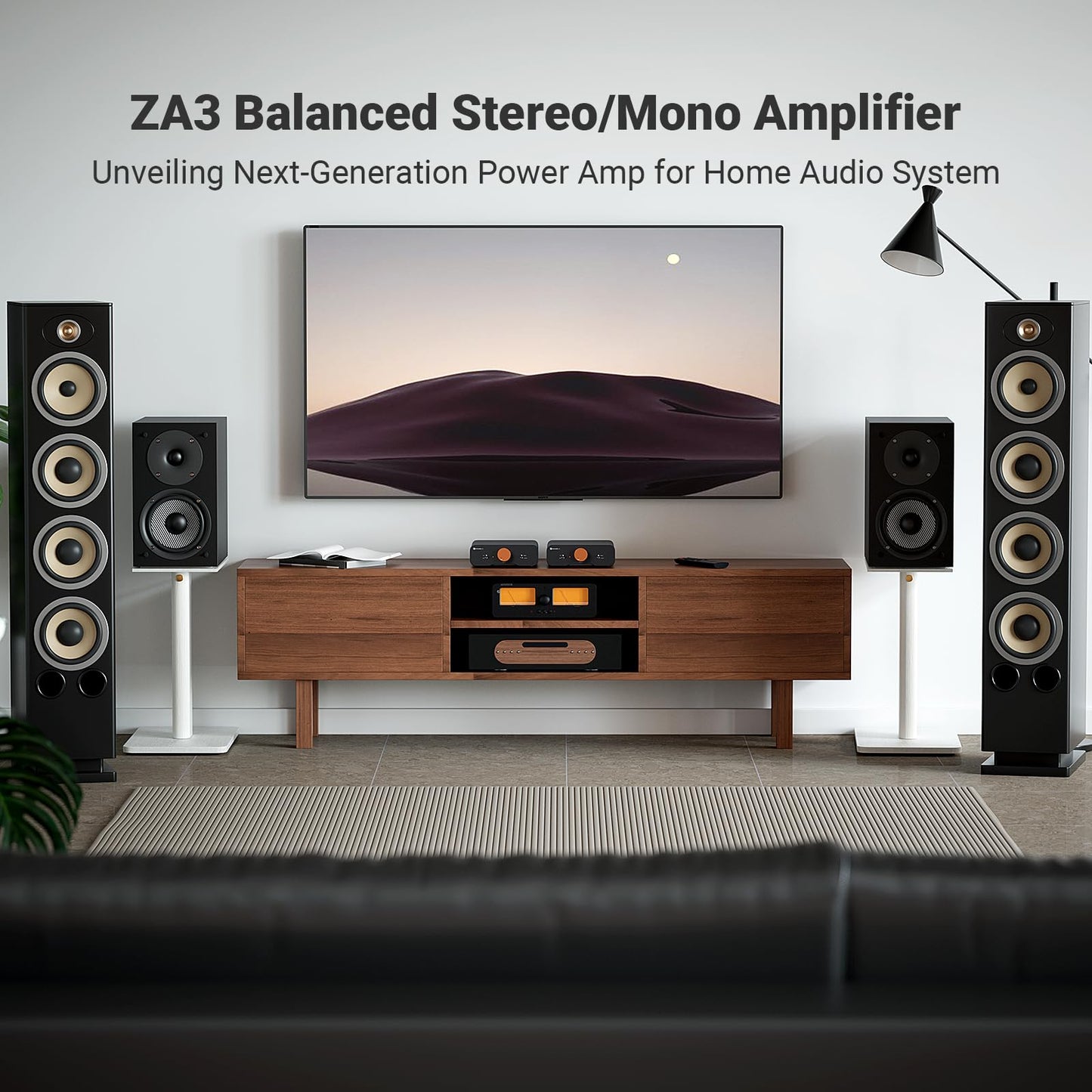 Fosi Audio ZA3 Balanced Stereo/Mono Amplifier HiFi with TPA3255 Chips, Mini Audio Amp Monoblock with XLR RCA Inputs and 12V Trigger-in for Desktop Bookshelf Passive Speakers with 48V5A Power Supply
