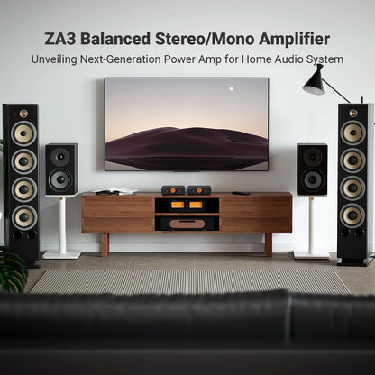 Fosi Audio ZA3 Balanced Stereo/Mono Amplifier HiFi with TPA3255 Chips, Mini Audio Amp Monoblock with XLR RCA Inputs and 12V Trigger-in for Desktop Bookshelf Passive Speakers with 48V5A Power Supply