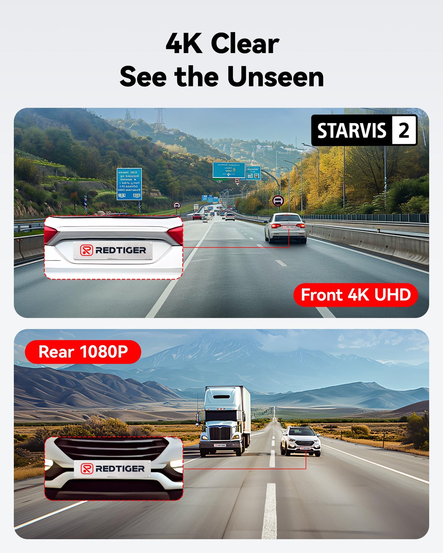REDTIGER Dash Cam Front Rear, 4K/2.5K Full HD Dash Camera for Cars with STAVIS 2, Included 128GB Card, 5.8GHz Wi-Fi6 GPS, 3.18” Screen, Night Vision, 170°Wide Angle, WDR, 24H Parking Mode(F7NP)